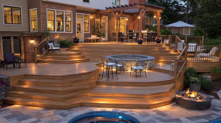 backyard multi level entertainment oasis