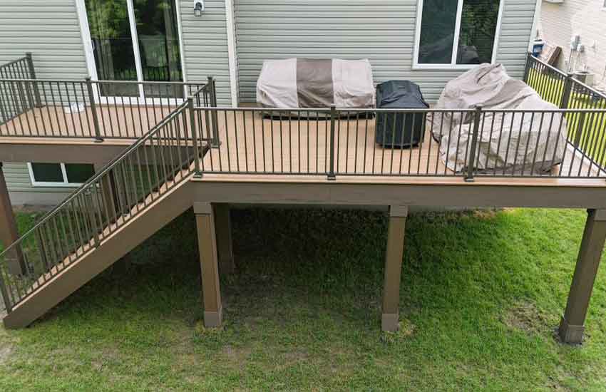 Deck with stair lighting